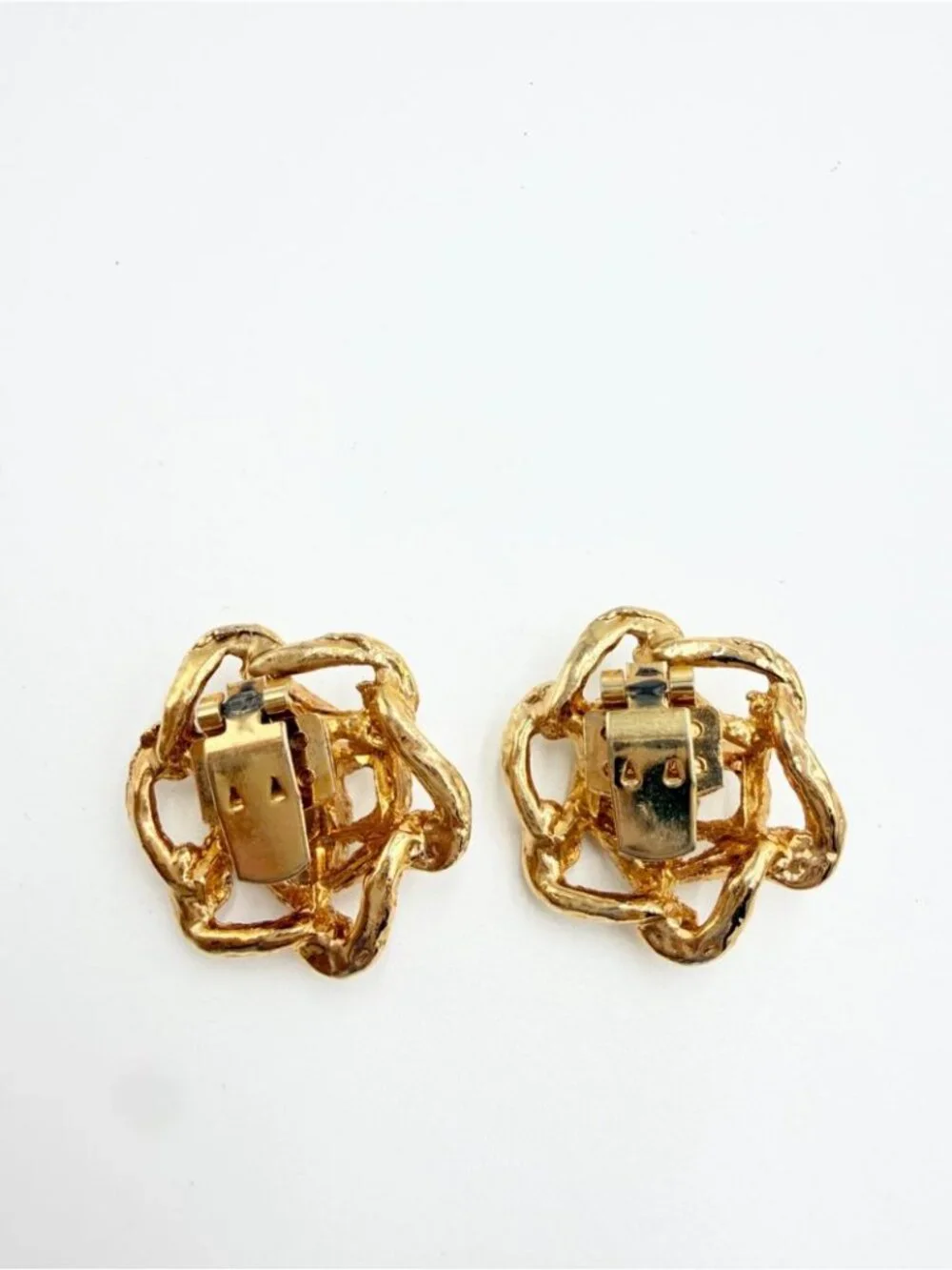 Vintage Gold Plated Abstract Knot Dress Clips Pair